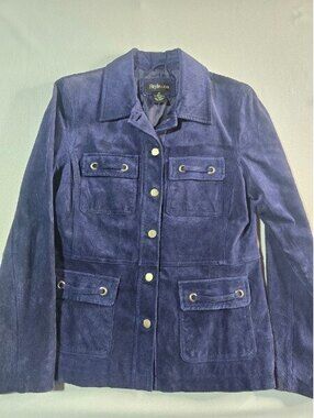 Rare Style & Co. Deep Blue Suede Button-Up Jacket
